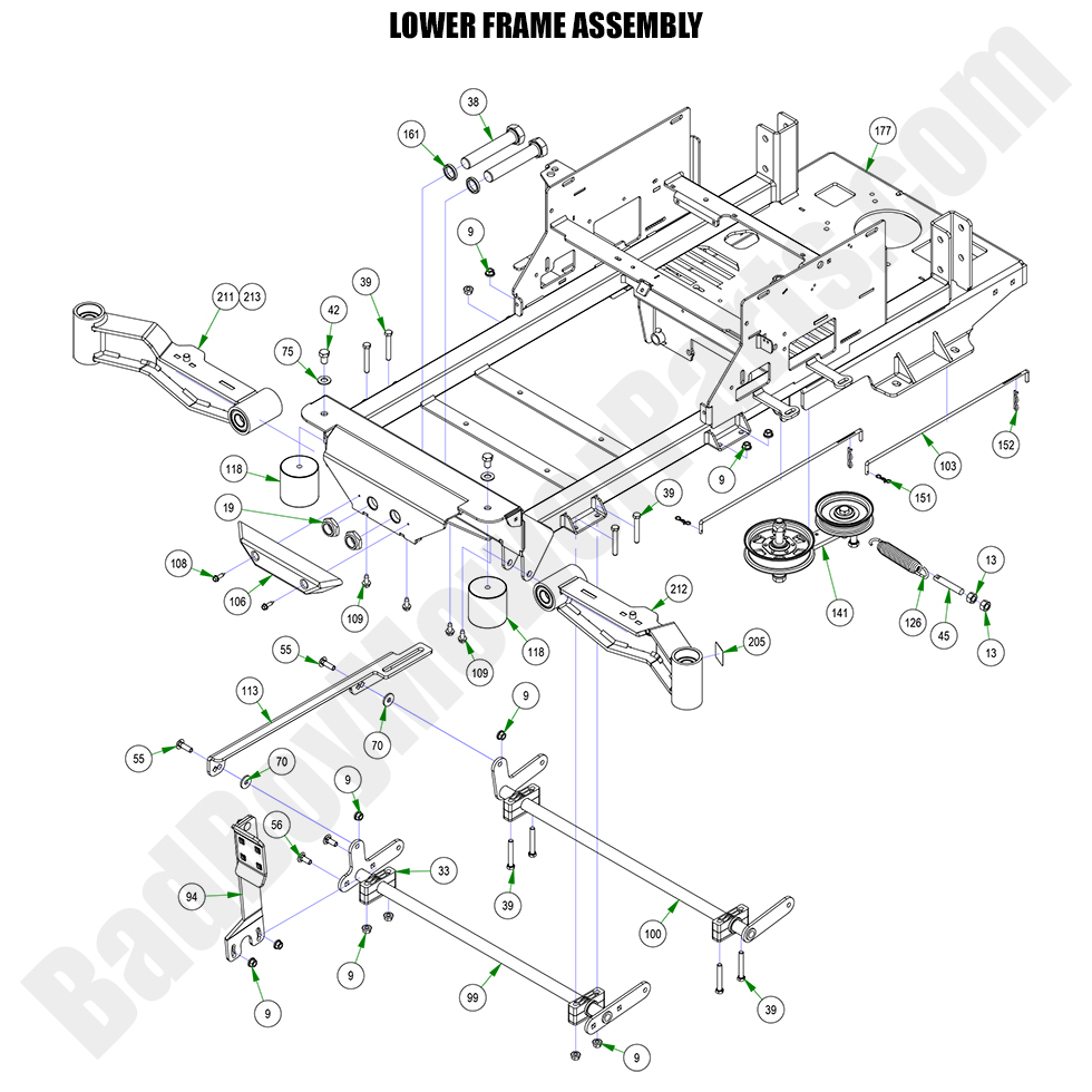 3112 - Bad Boy Mower Parts Lookup > 2023 > Maverick > Lower Frame Assembly
